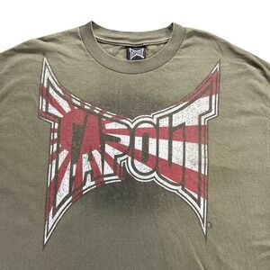 Y2K Tapout T Shirt Mens XL Olive Green Japanese Rising Sun Graphic Tee AOP